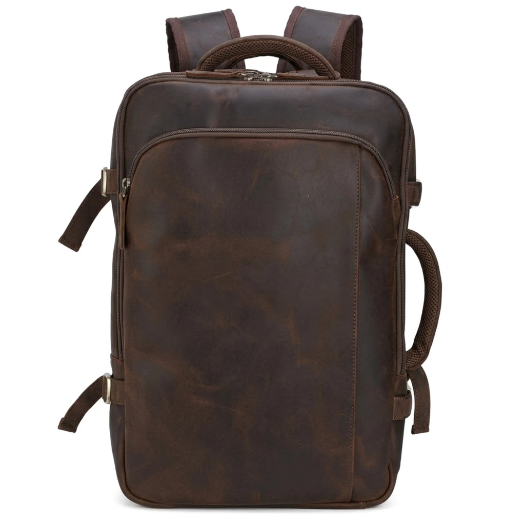 Mochila de Couro Executiva ORVENI Texas para notebook em couro legítimo, design sofisticado, alta durabilidade e excelente organização.