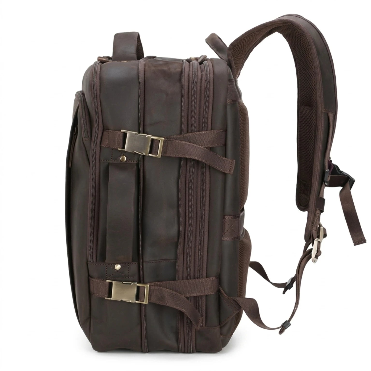 Mochila de Couro Executiva ORVENI Texas para notebook em couro legítimo, design sofisticado, alta durabilidade e excelente organização.