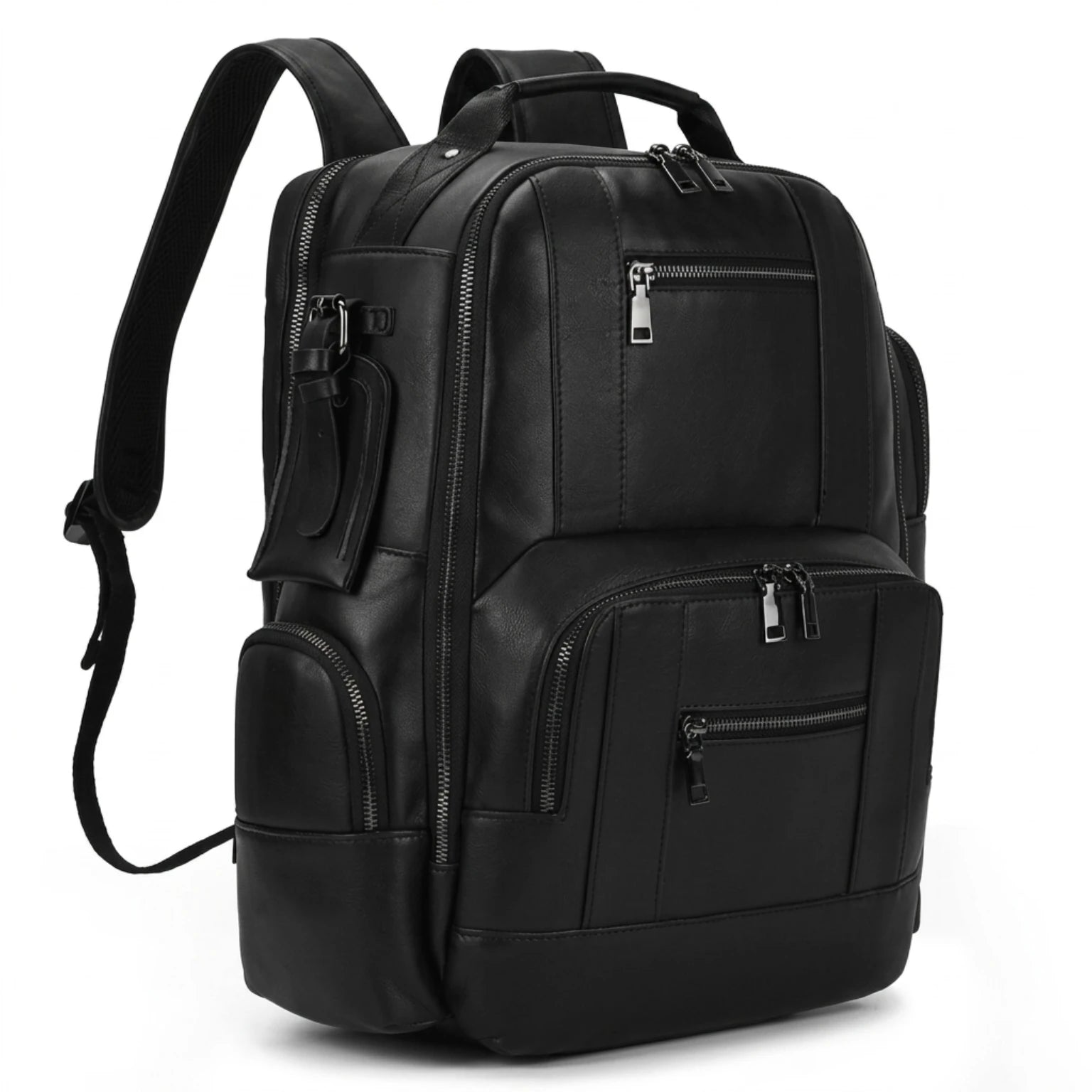 Mochila de couro masculina para notebook com design executivo, acabamento premium e amplo espaço para o dia a dia.