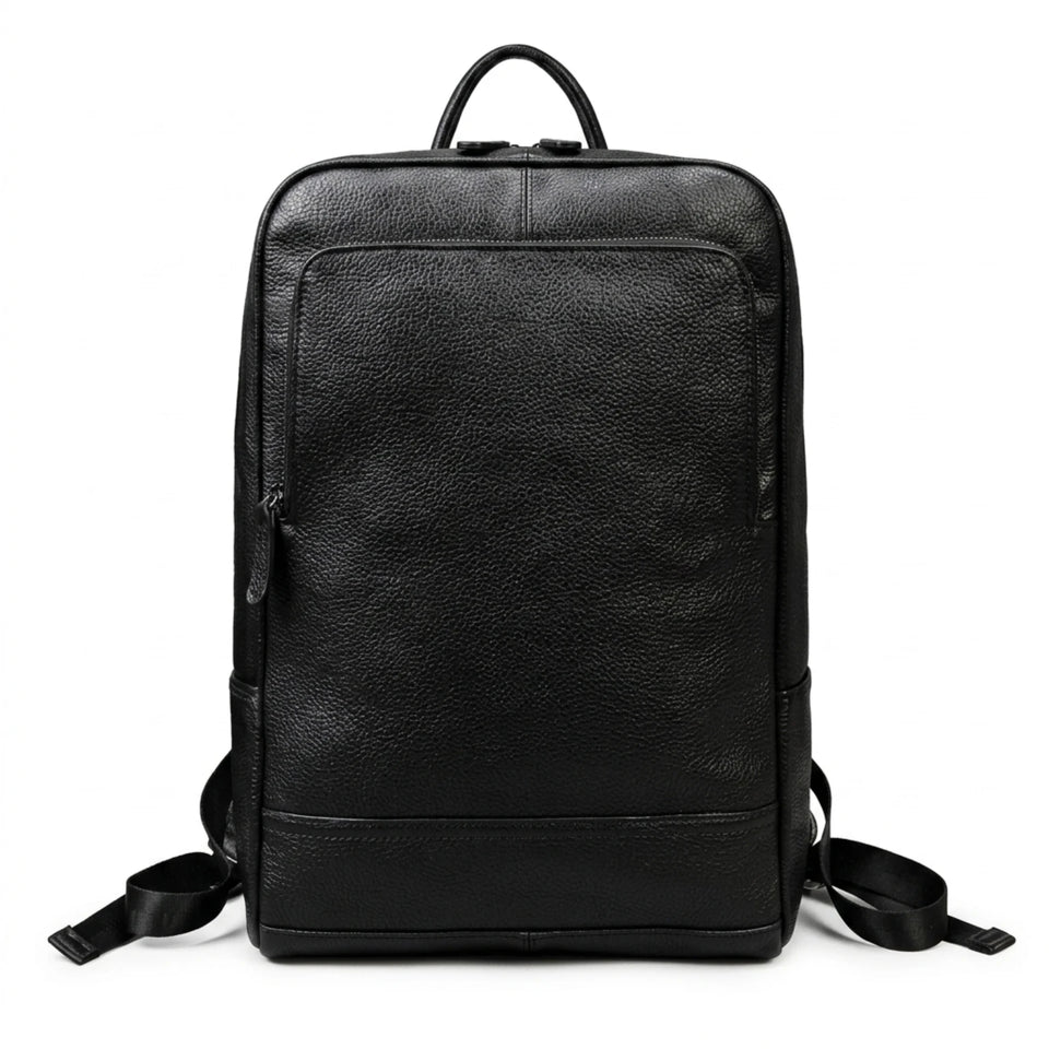 Mochila de couro masculina elegante para uso diário e trabalho.