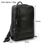 Mochila de couro executiva slim Texas preta com design moderno e discreto.