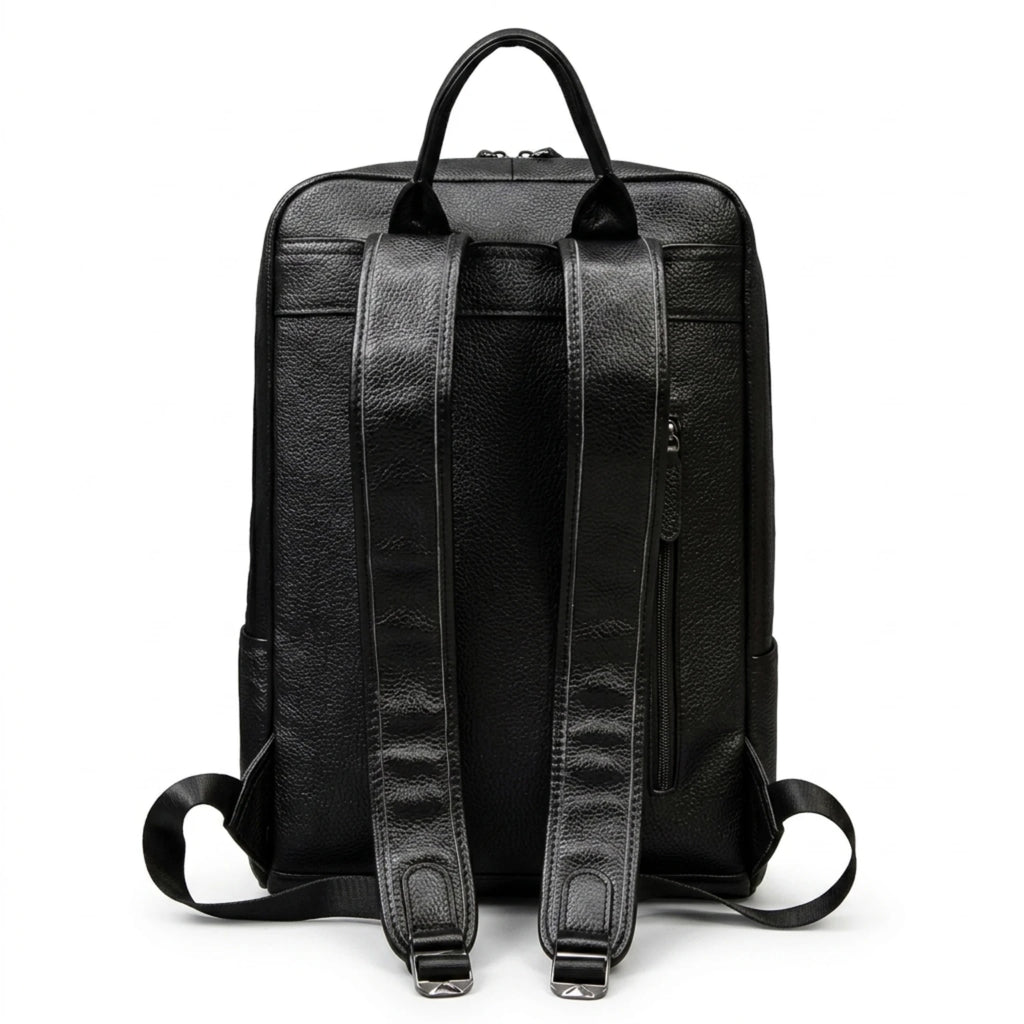 Mochila de couro executiva slim Texas preta com design moderno e discreto.