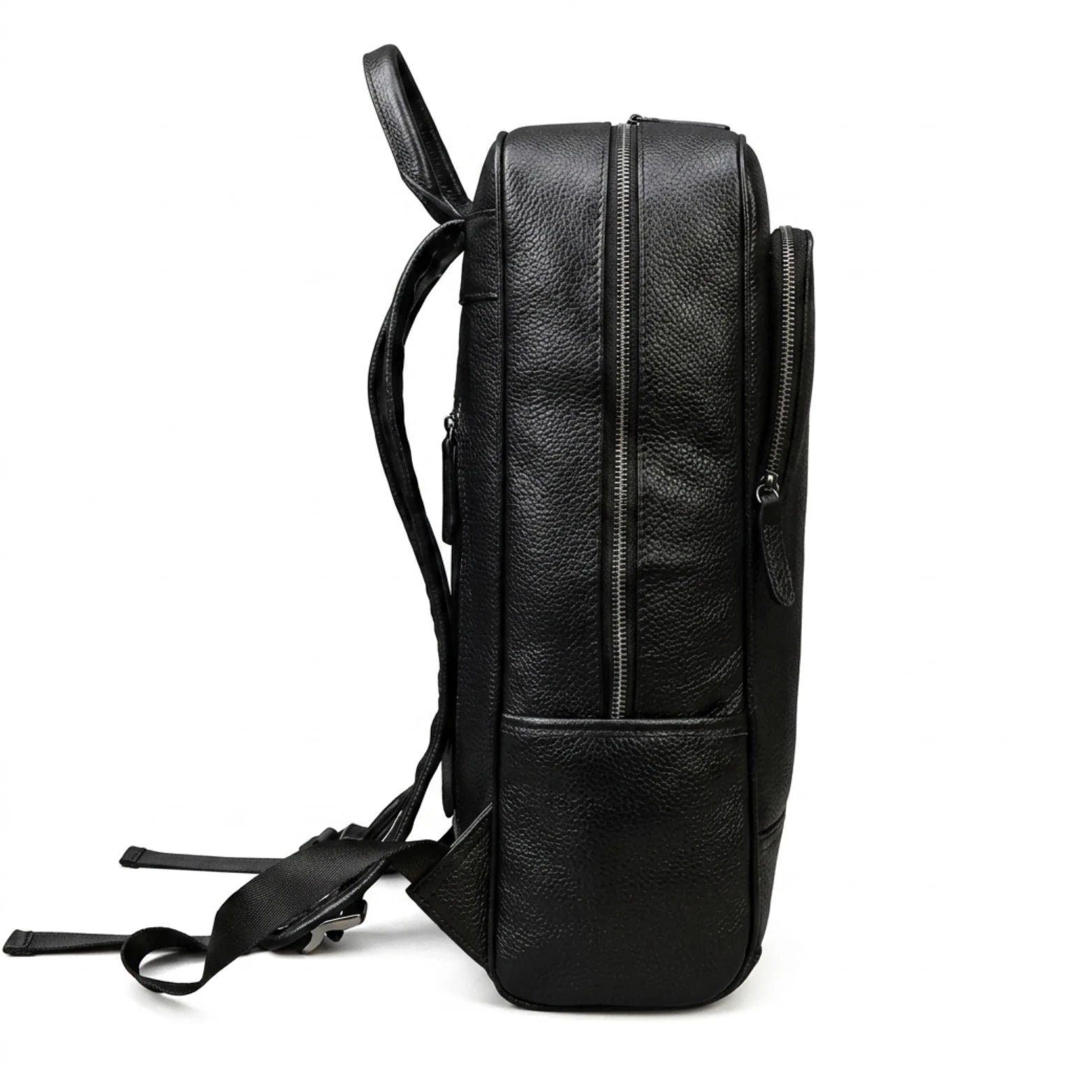 Mochila de couro executiva slim Texas preta com design moderno e discreto.