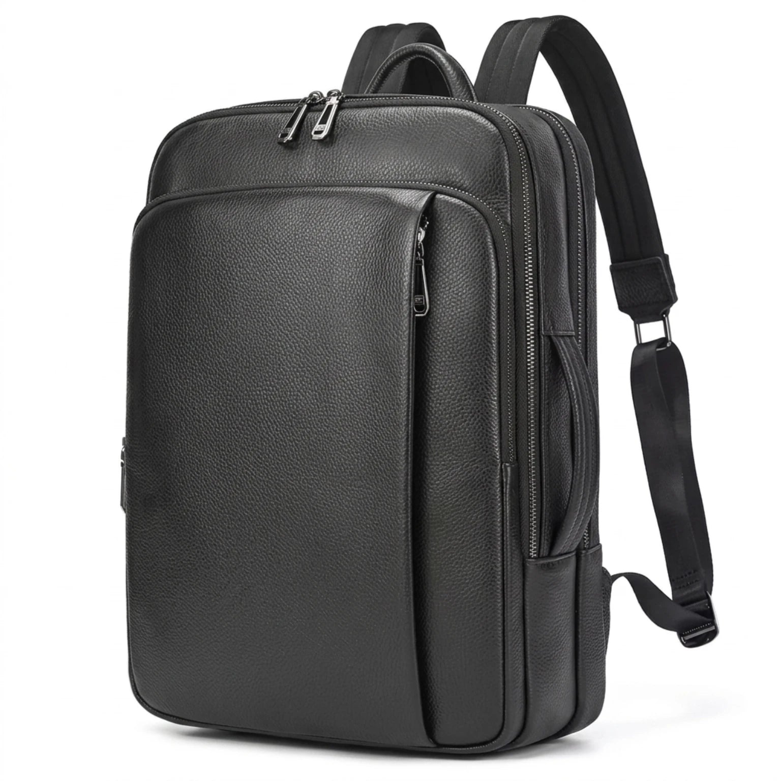 Mochila de couro masculina slim estilo europeu para uso executivo