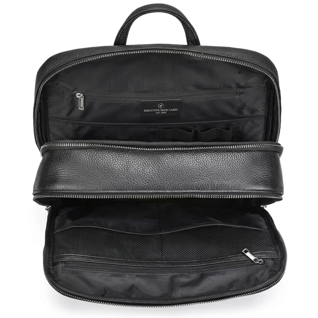 Mochila de couro slim masculina estilo Europa para uso diário