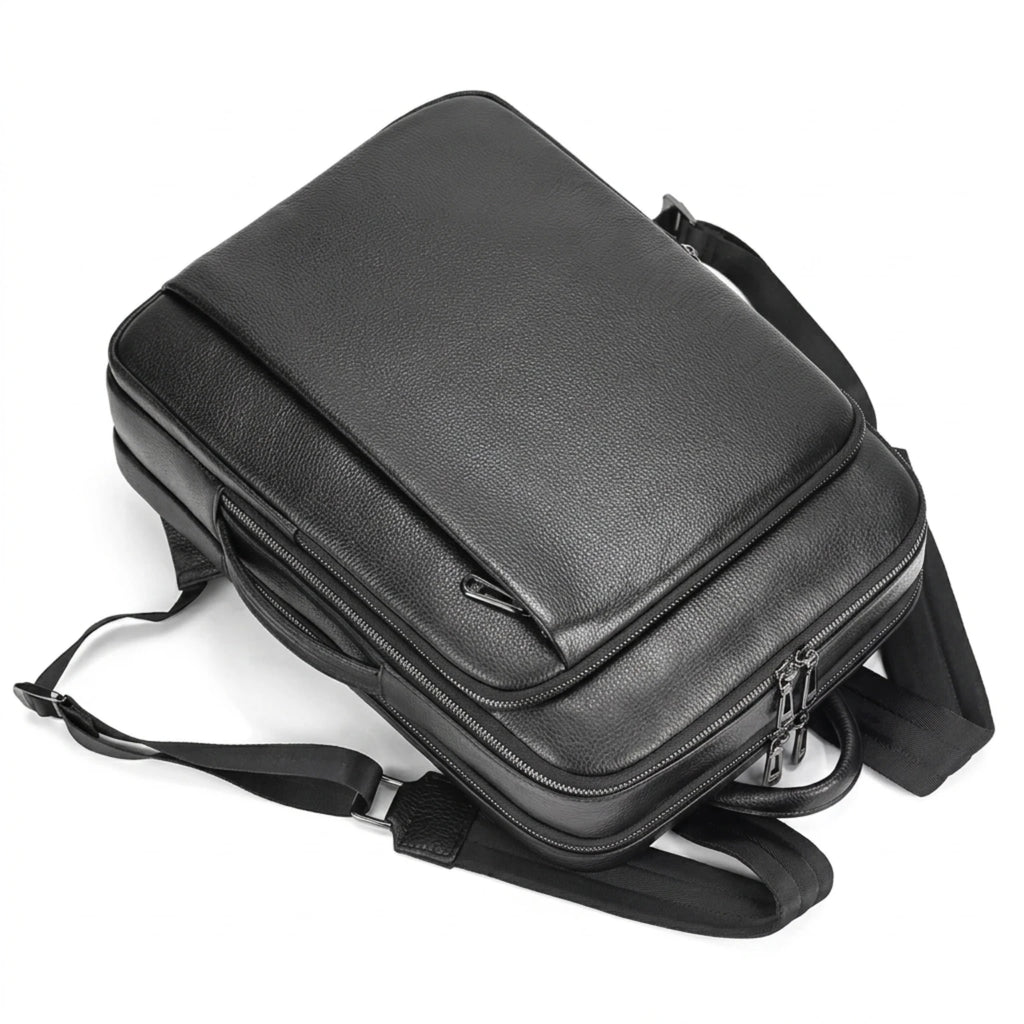 Mochila de couro slim masculina estilo Europa para uso diário