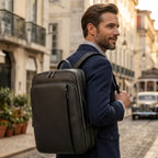 Mochila de couro executiva masculina ideal para trabalho e viagem