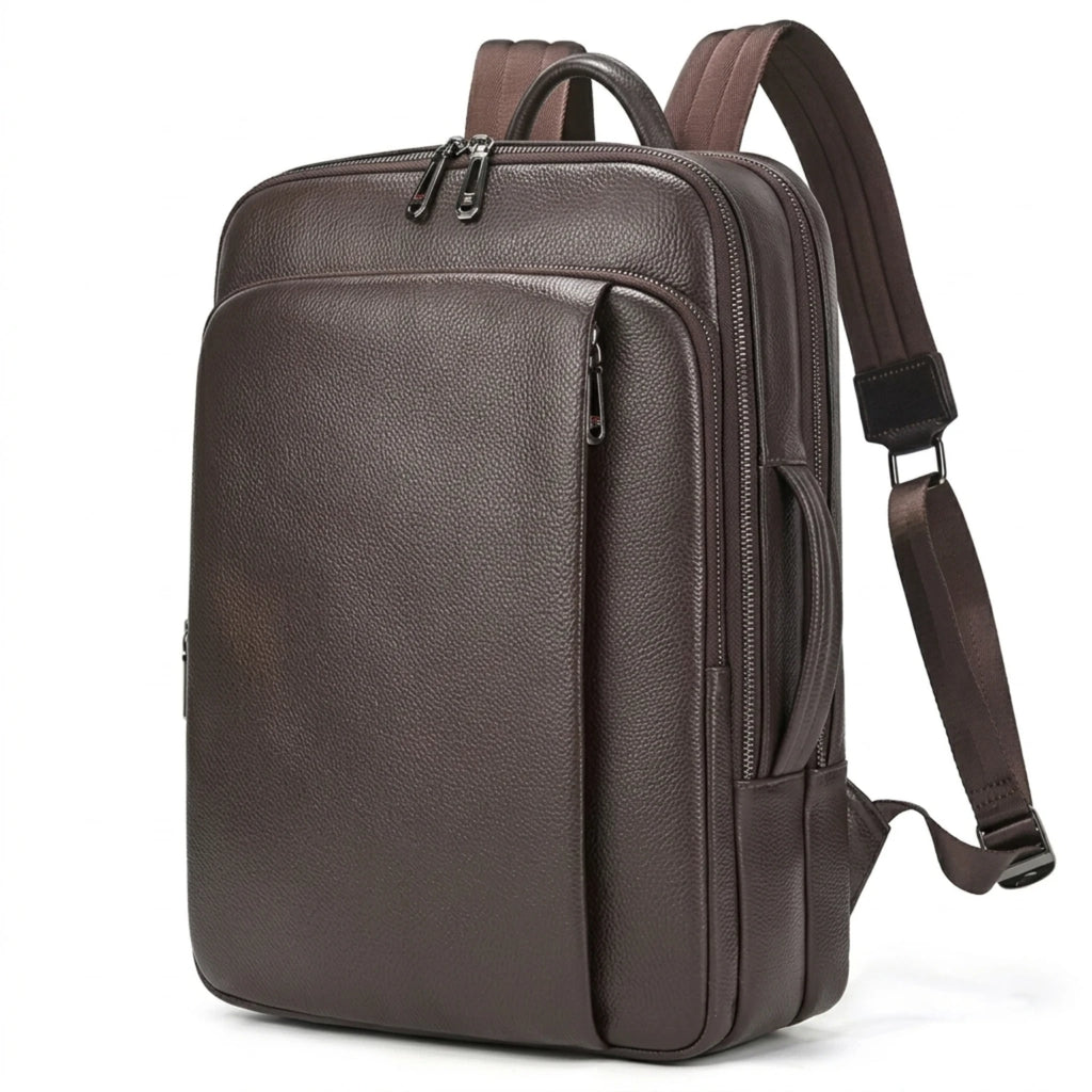 Mochila de couro slim masculina estilo Europa para uso diário