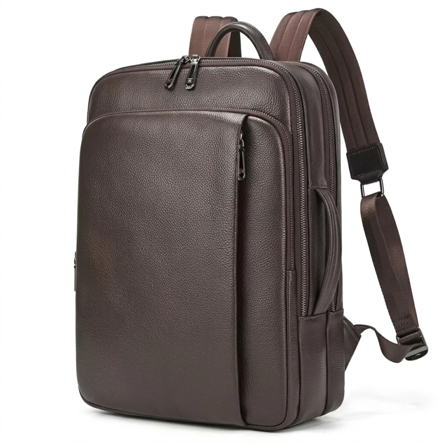 Mochila de couro slim masculina estilo Europa para uso diário