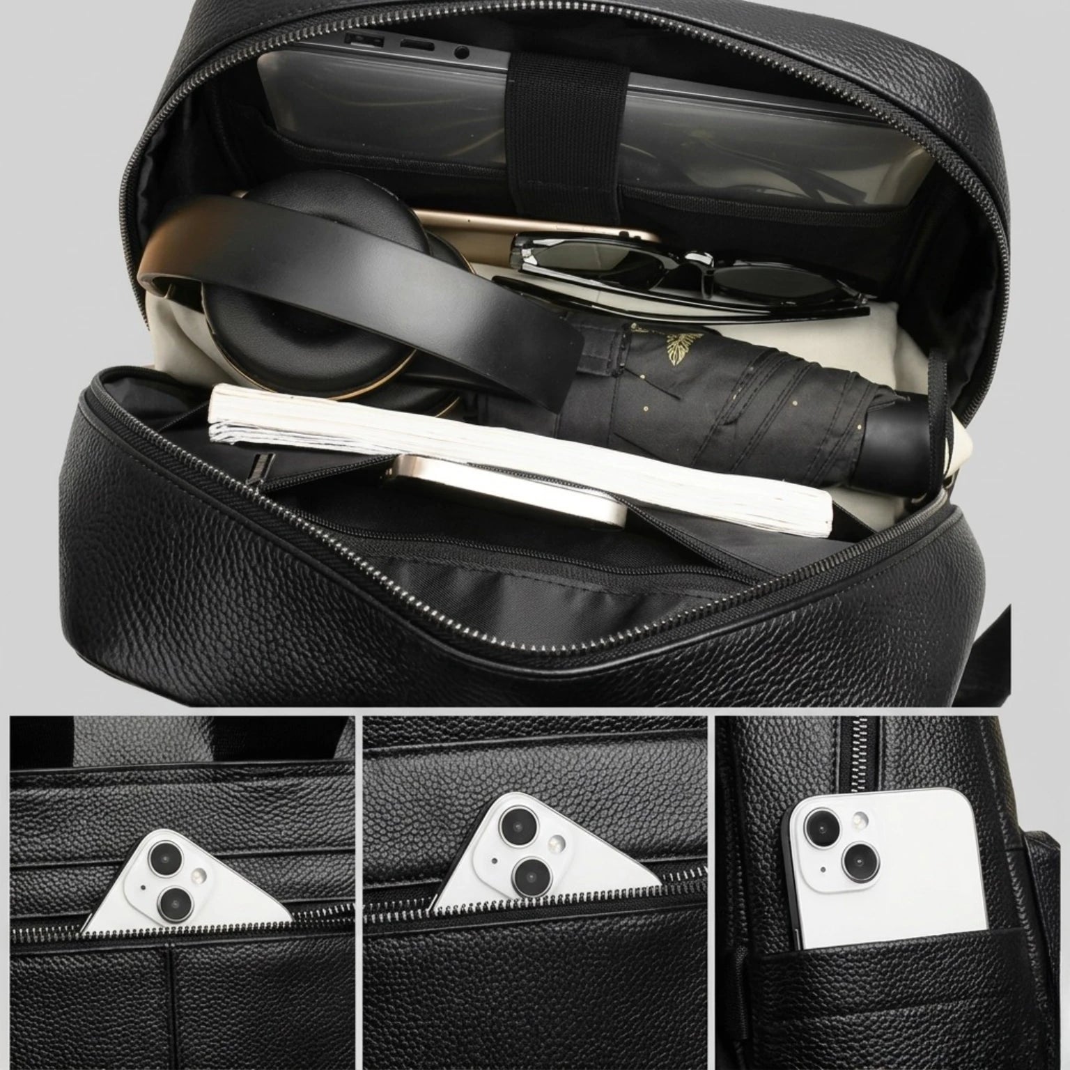 "Mochila de Couro para Notebook Life Europa com acabamento premium, design elegante e espaço seguro para notebook e acessórios."