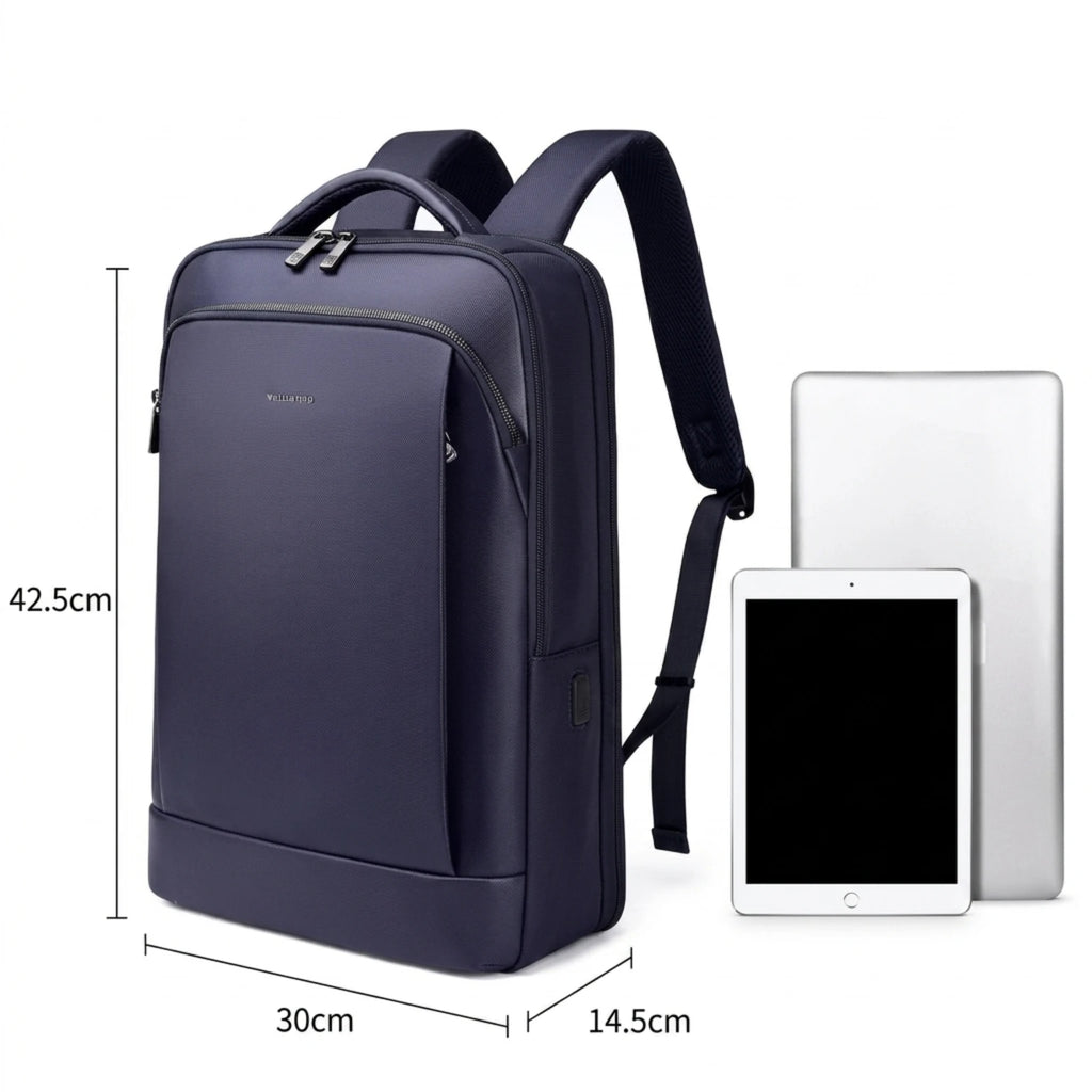 "Mochila de couro executiva Rome Pro para notebook, ideal para profissionais que buscam elegância, praticidade e durabilidade."