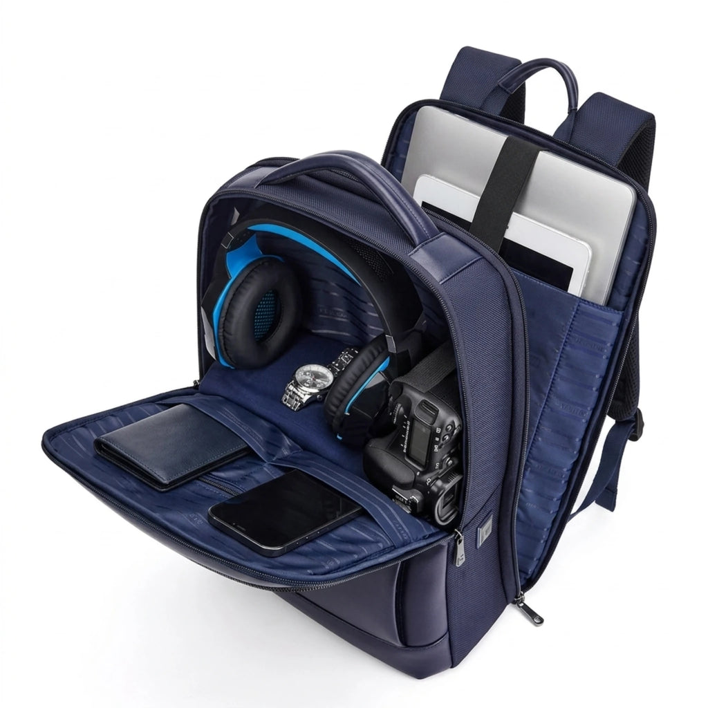 "Mochila de couro executiva Rome Pro para notebook, ideal para profissionais que buscam elegância, praticidade e durabilidade."