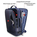 "Mochila de couro executiva Rome Pro para notebook, ideal para profissionais que buscam elegância, praticidade e durabilidade."