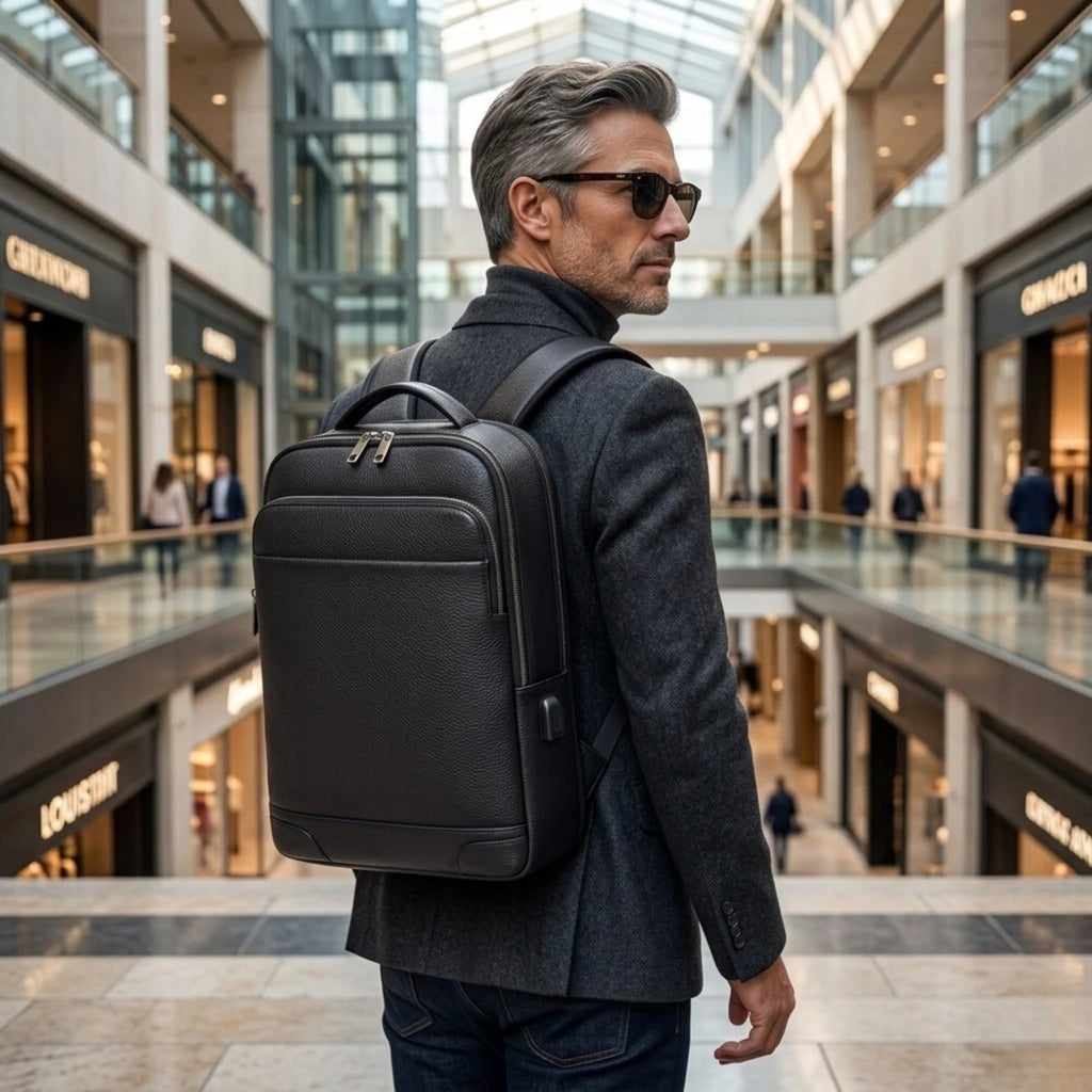 "Mochila couro notebook Rome Urban com acabamento premium, estilo executivo e organização inteligente para o dia a dia."