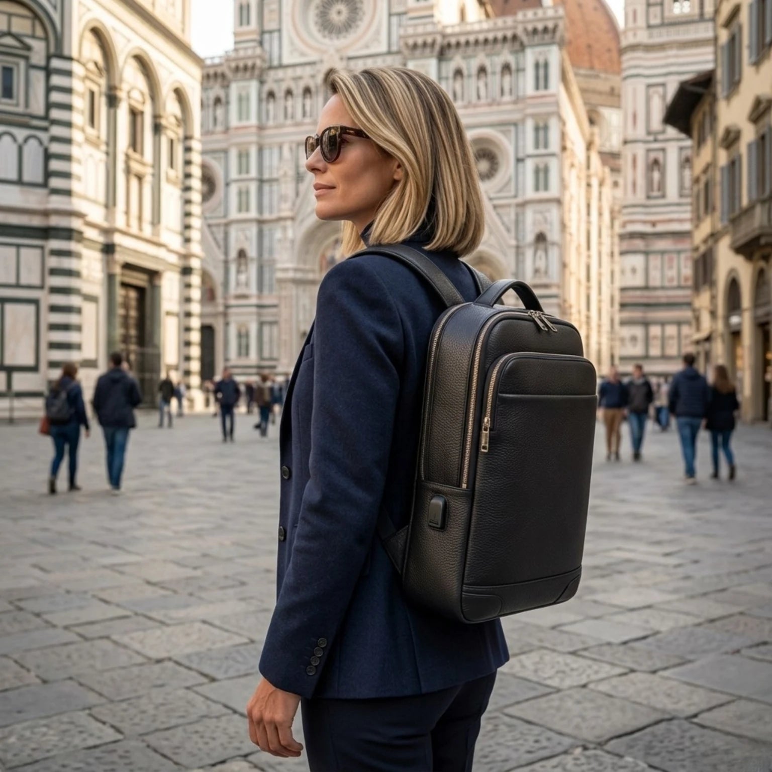 "Mochila couro notebook Rome Urban com acabamento premium, estilo executivo e organização inteligente para o dia a dia."