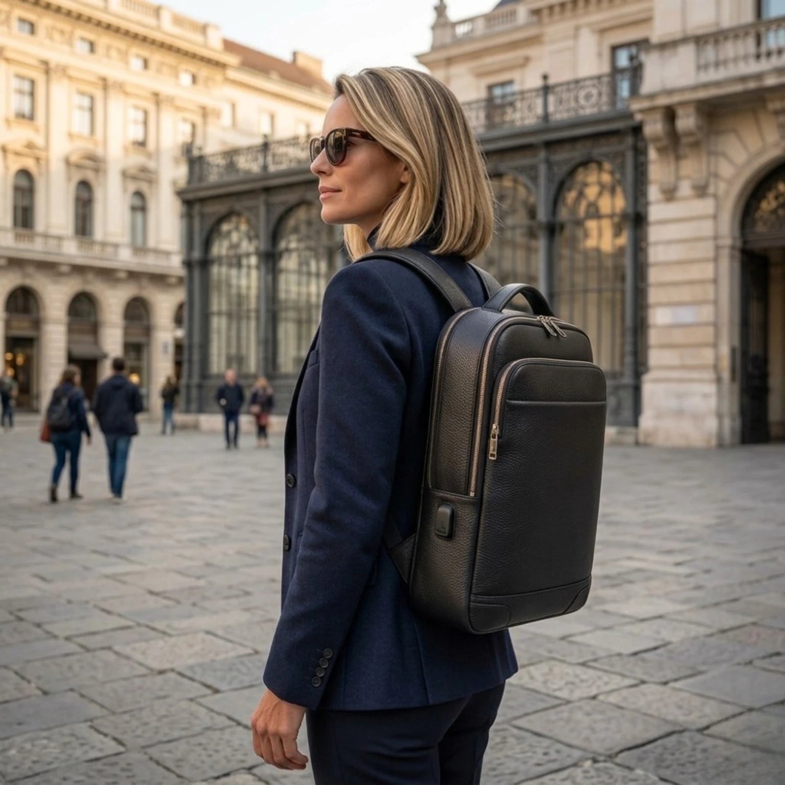 "Mochila couro notebook Rome Urban com acabamento premium, estilo executivo e organização inteligente para o dia a dia."