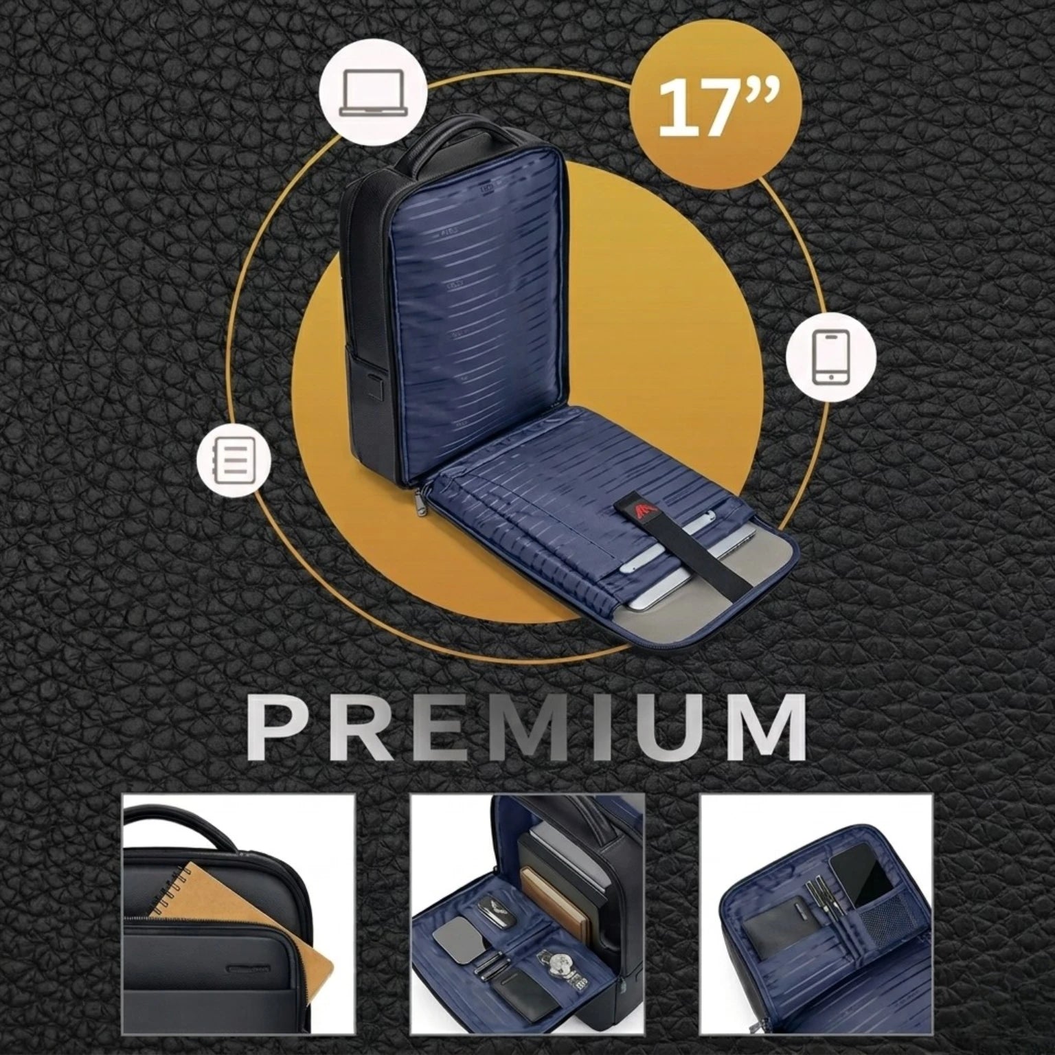 "Mochila couro notebook Rome Urban com acabamento premium, estilo executivo e organização inteligente para o dia a dia."