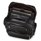 Mochila de Couro Executiva para Notebook com USB Prestige Black em couro legítimo, design sofisticado e amplo espaço para trabalho e viagens.