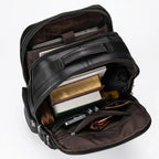 Mochila de Couro Executiva para Notebook com USB Prestige Black em couro legítimo, design sofisticado e amplo espaço para trabalho e viagens.