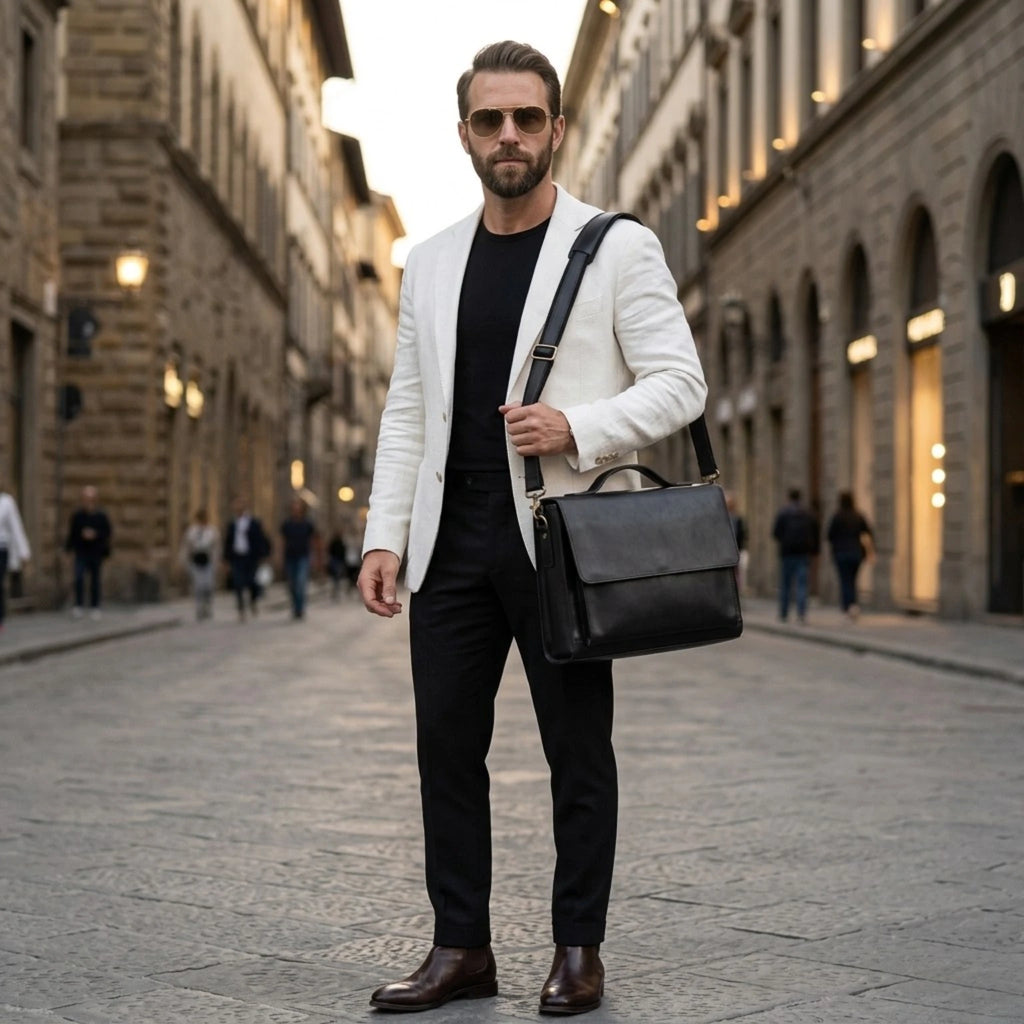 Pasta executiva masculina em couro ideal para trabalho, reuniões e negócios.