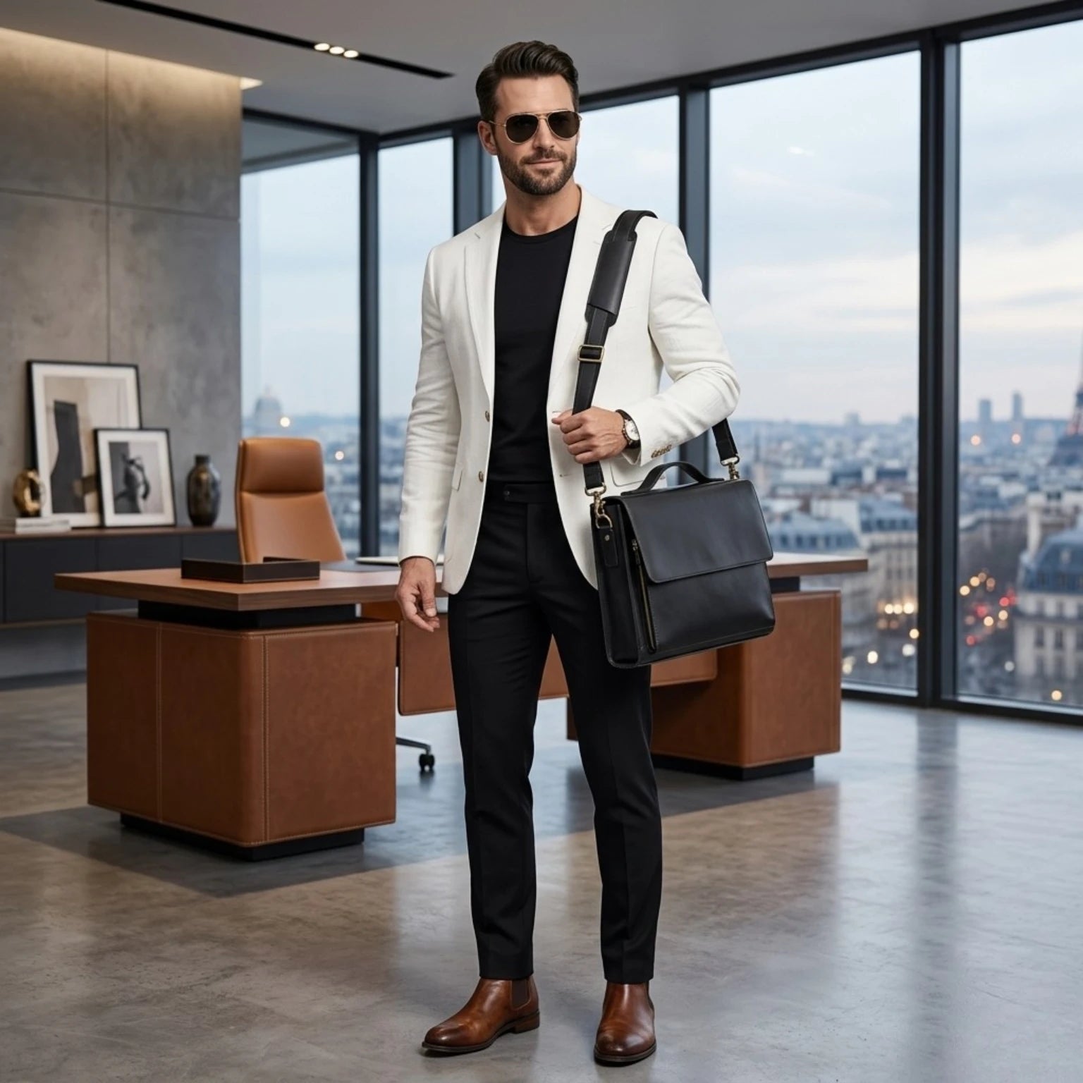 Pasta de couro masculina premium com acabamento elegante e alta durabilidade.