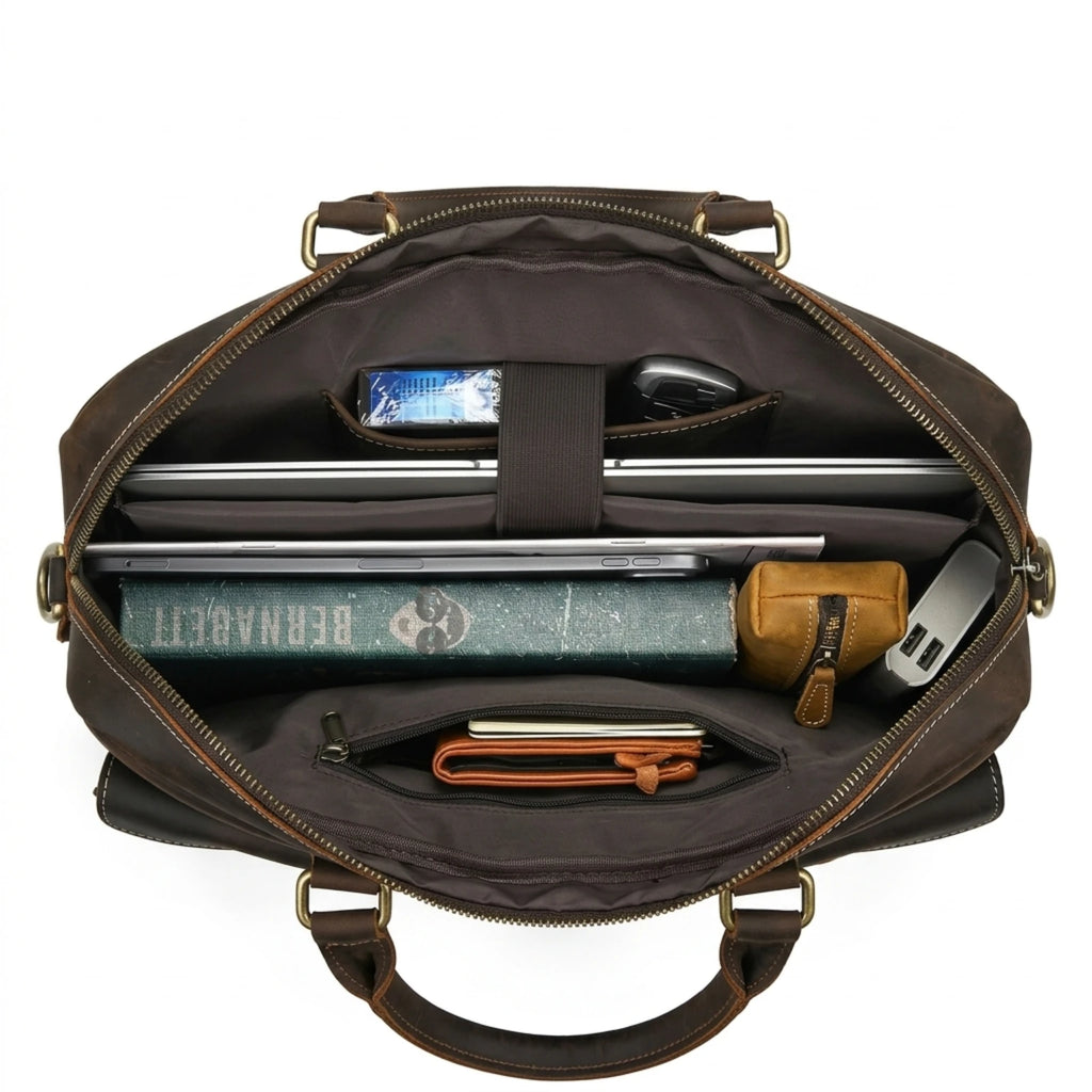 Pasta de couro Orveni Life Dominus perfeita para transportar notebook e documentos com segurança.