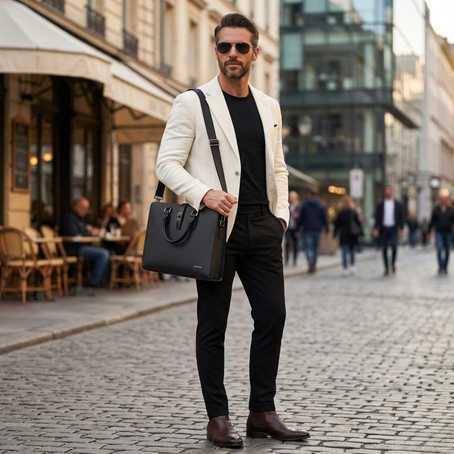 "Pasta Executiva Orveni Life Office em couro, pasta executiva masculina elegante e funcional para trabalho e reuniões."