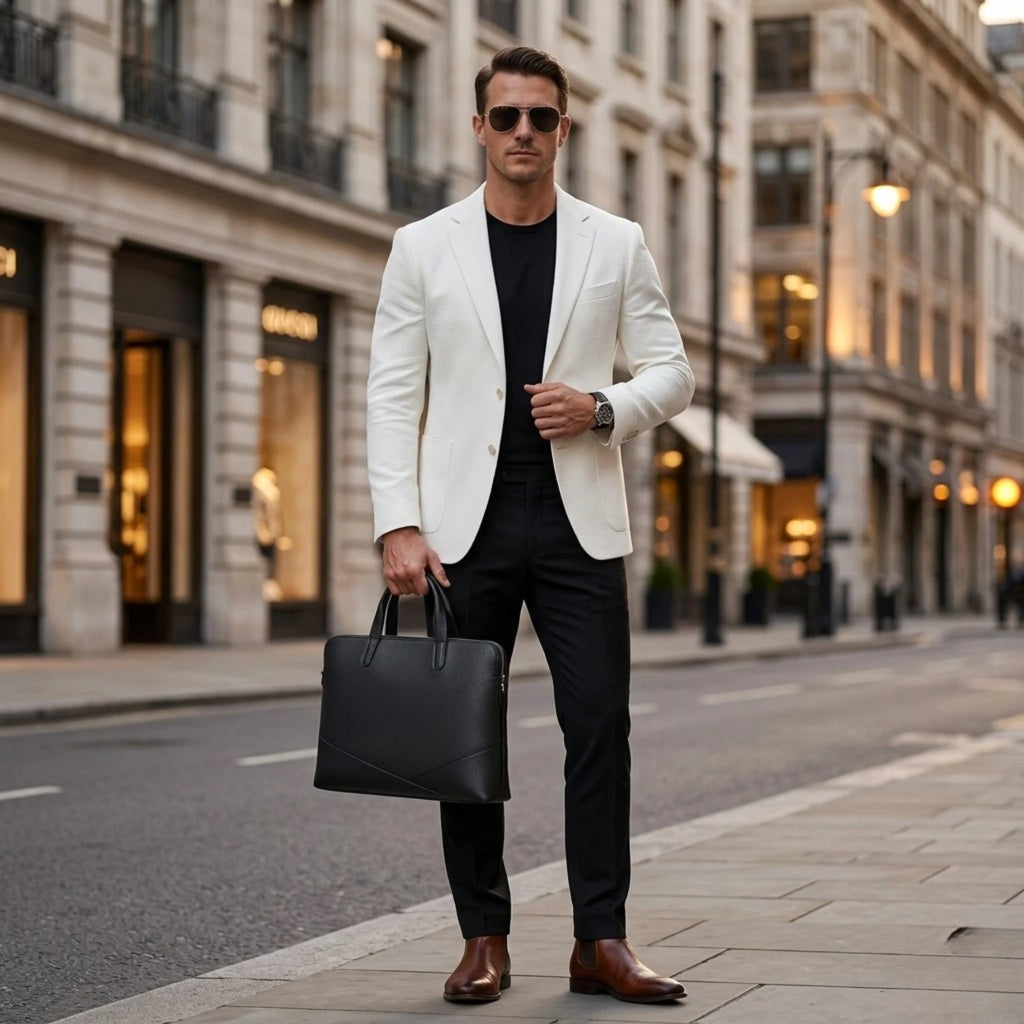 "Pasta executiva masculina de couro Orveni Life Vittorio, ideal para transportar notebook, documentos e acessórios com praticidade e elegância."