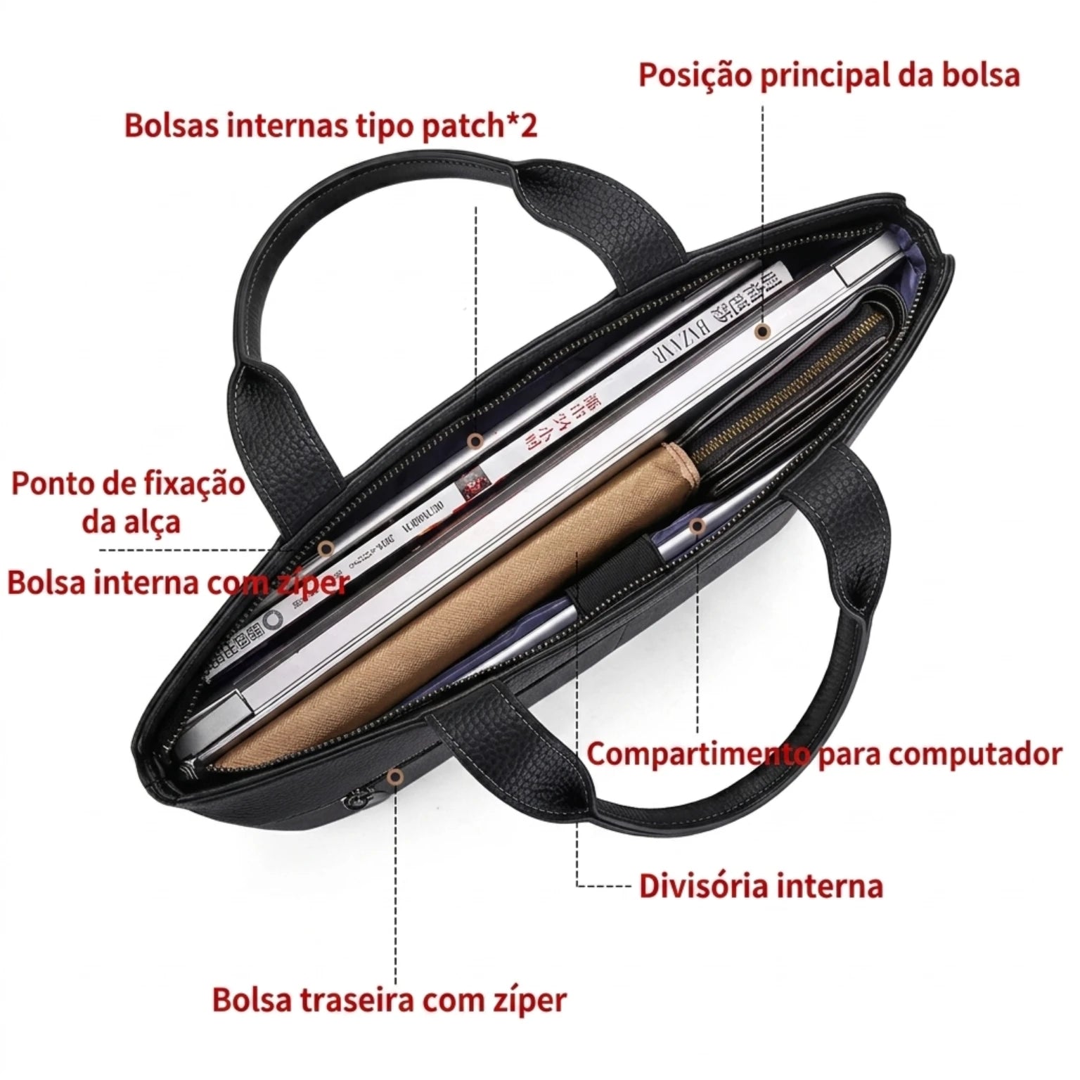 "Pasta de couro Orveni Life Vittorio com design moderno e executivo, confeccionada para profissionais que valorizam sofisticação e durabilidade."