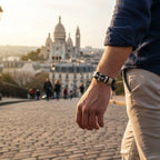 Pulseira de couro para ele Life Cruz Roma, estilo masculino elegante com detalhe de cruz e acabamento de alta qualidade