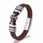 Pulseira de Couro Life Cruz Roma em couro legítimo, design masculino sofisticado com detalhe de cruz e acabamento premium