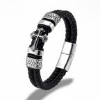 Pulseira de Couro Life Cruz Roma em couro legítimo, design masculino sofisticado com detalhe de cruz e acabamento premium