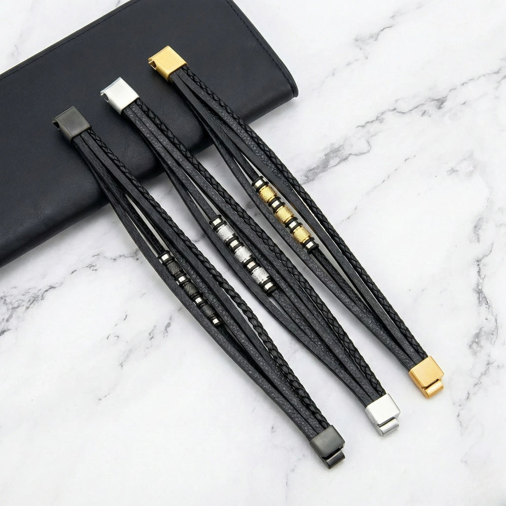 Pulseira de Couro Masculina Life Enzo em couro legítimo, design elegante e acabamento premium para complementar seu estilo.