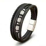 Pulseira de Couro Prata