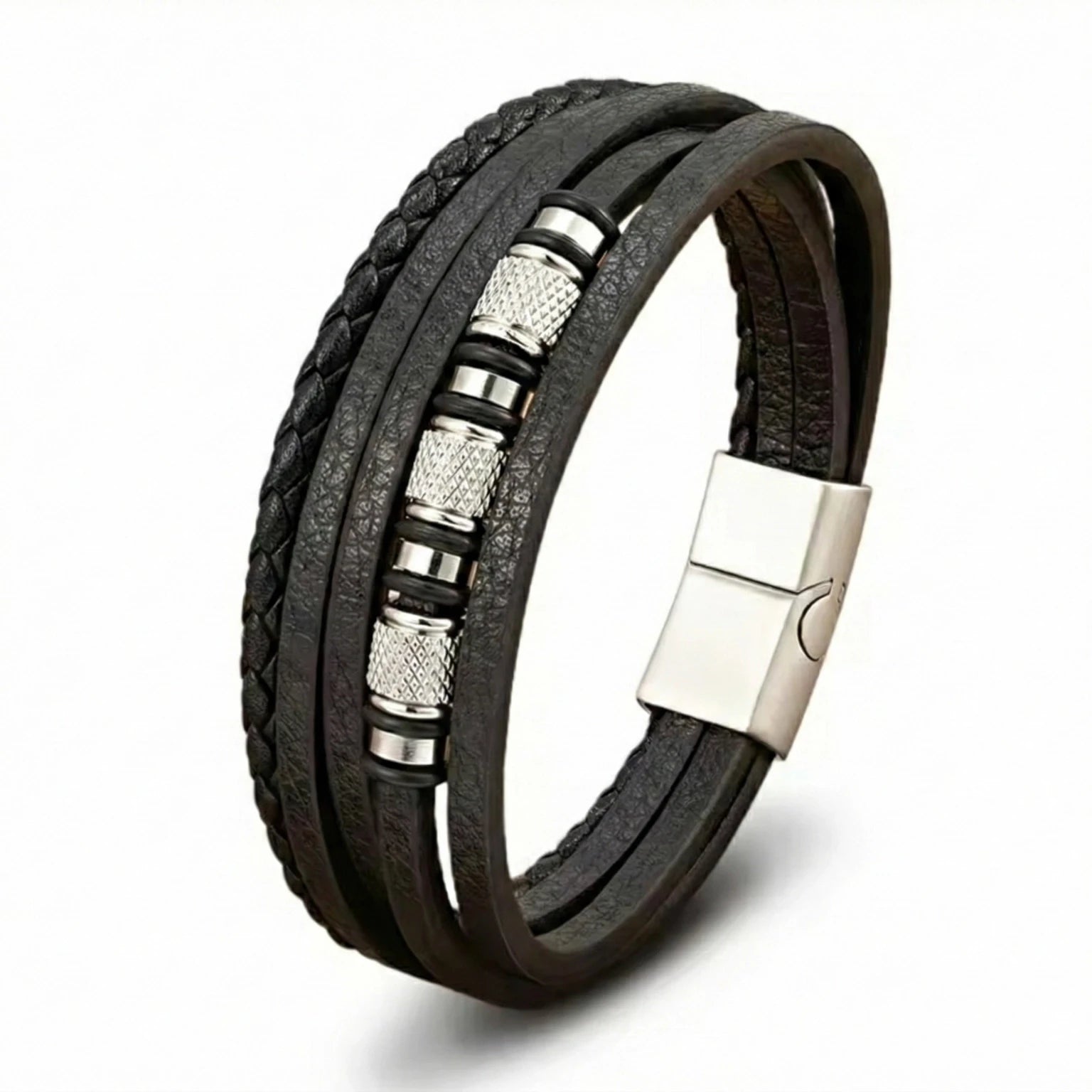 Pulseira de Couro Masculina Life Enzo em couro legítimo, design elegante e acabamento premium para complementar seu estilo.
