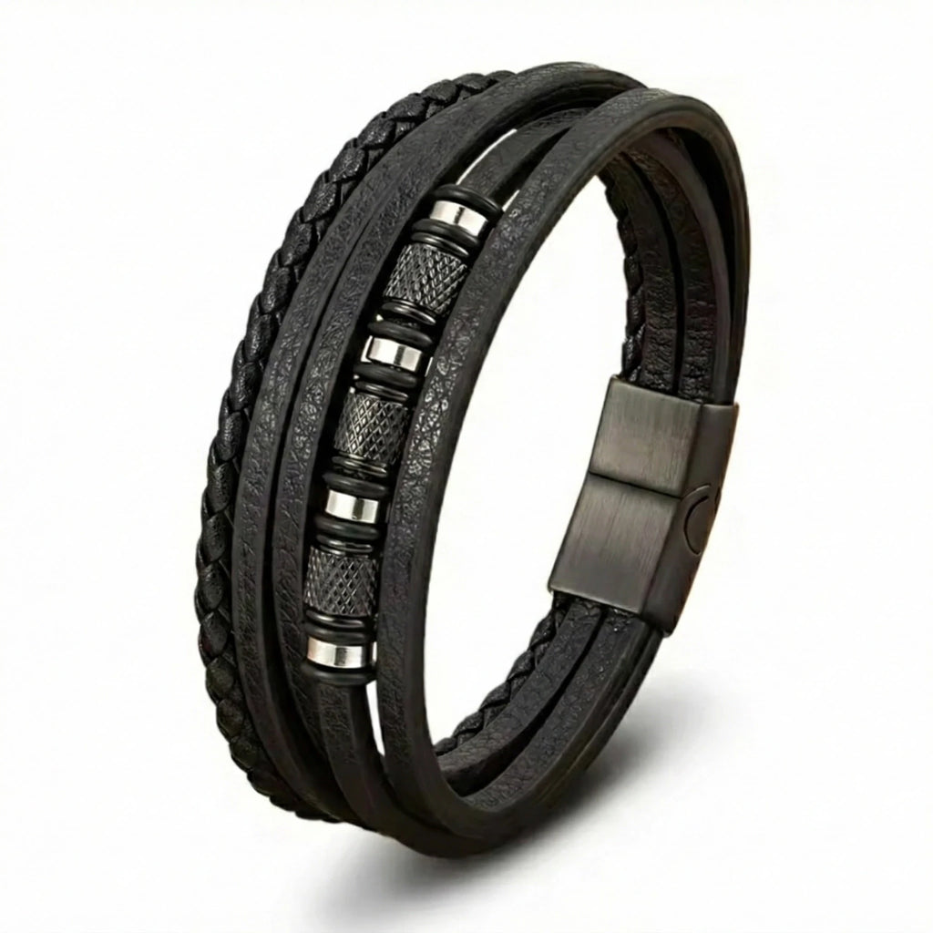 Pulseira de Couro Masculina Life Enzo em couro legítimo, design elegante e acabamento premium para complementar seu estilo.