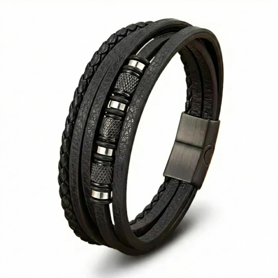 Pulseira de Couro Masculina Life Enzo em couro legítimo, design elegante e acabamento premium para complementar seu estilo.