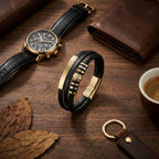 Pulseira masculina de couro Life Enzo, acessório premium em couro legítimo com design moderno e acabamento de alta qualidade