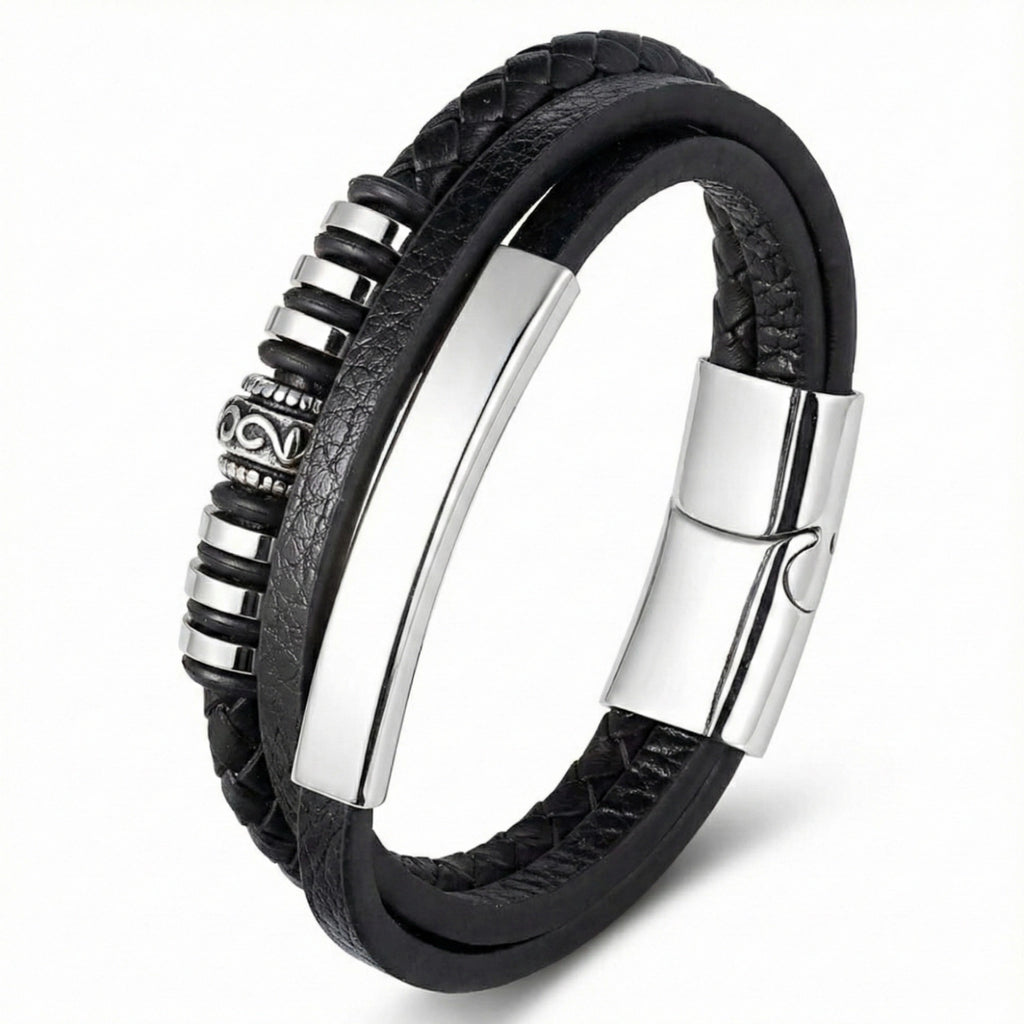 Pulseira de Couro Masculina Life Enzo em couro legítimo, design sofisticado, acabamento premium e estilo elegante para homens
