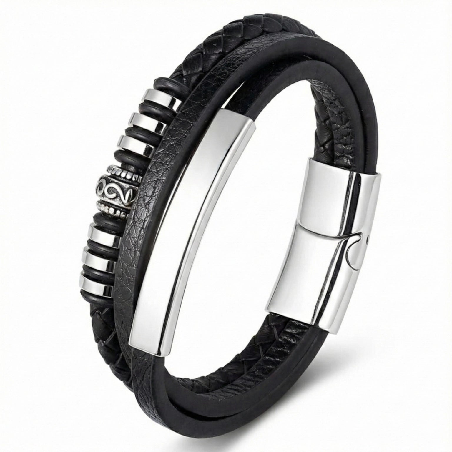 Pulseira de Couro Masculina Life Enzo em couro legítimo, design sofisticado, acabamento premium e estilo elegante para homens