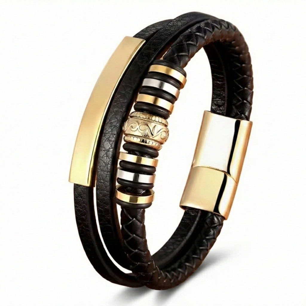 Pulseira de Couro Masculina Life Enzo em couro legítimo, design sofisticado, acabamento premium e estilo elegante para homens