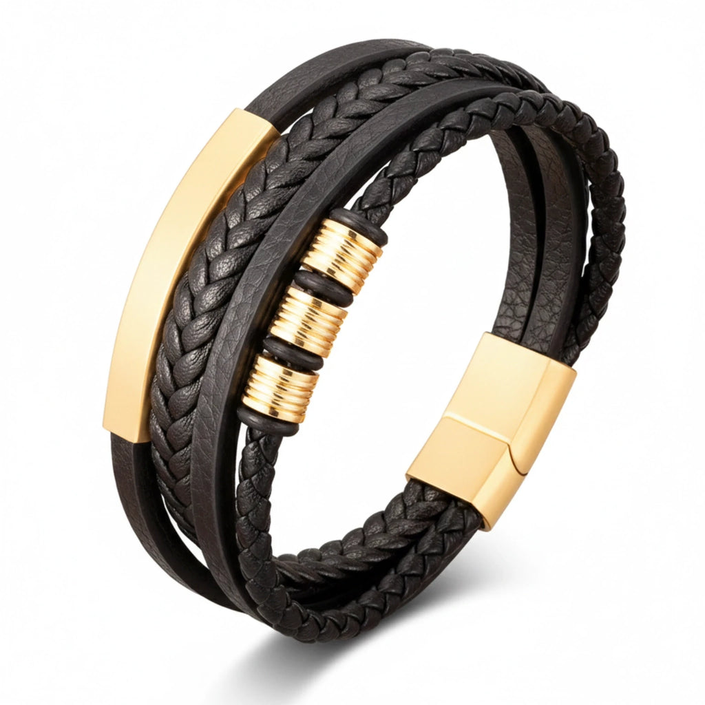Pulseira de Couro Masculina Life Leather em couro legítimo, design elegante e acabamento premium para homens de estilo.