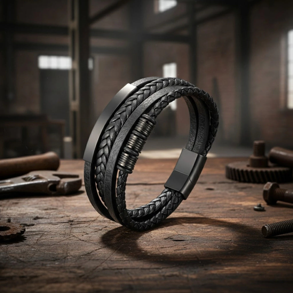 Pulseira de Couro Masculina Life Leather em couro legítimo, design elegante e acabamento premium para homens de estilo.