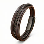 Pulseira de Couro Masculina Life Milano em couro legítimo, design elegante e acabamento premium para homens modernos