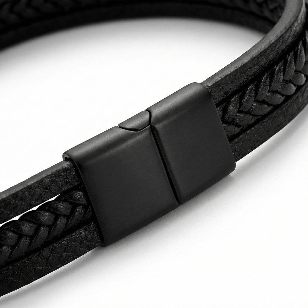 Pulseira masculina Life Milano em couro legítimo, design minimalista e sofisticado para uso diário com estilo