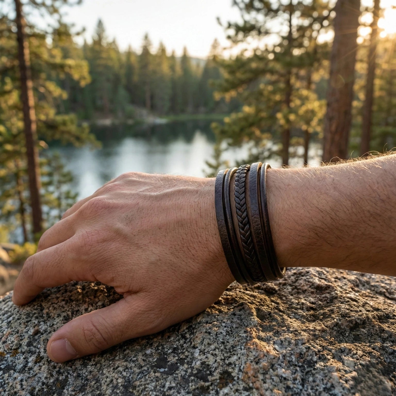 Pulseira de couro para ele Life Milano, estilo masculino elegante com visual sofisticado e durabilidade premium