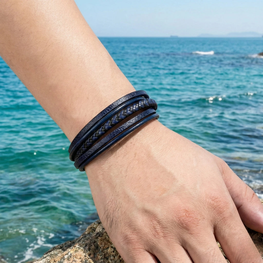Pulseira masculina de couro Life Milano com estilo sofisticado, ideal para homens que valorizam elegância e autenticidade