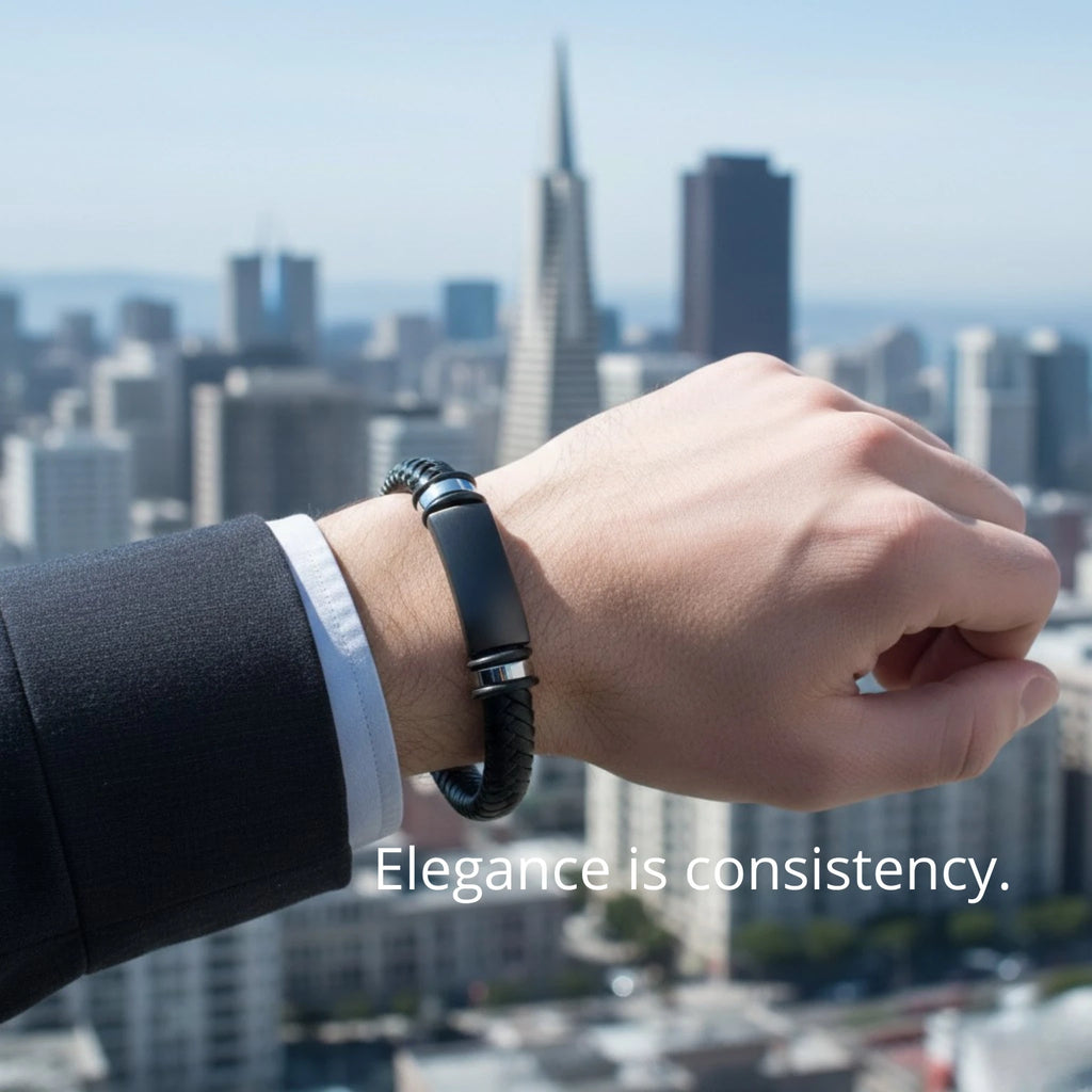 Pulseira masculina Life Silver em couro legítimo, design sofisticado e durável para uso diário com estilo premium