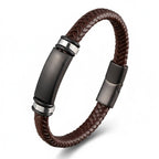 Pulseira de Couro Masculino Life Silver em couro legítimo, design elegante e acabamento premium para homens sofisticados
