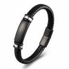 Pulseira de Couro Masculino Life Silver em couro legítimo, design elegante e acabamento premium para homens sofisticados
